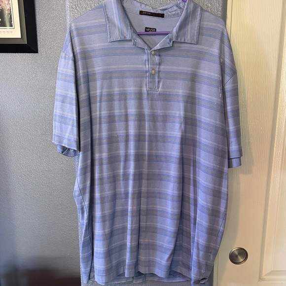 Nike Light Blue Striped Polo Shirt - Picture 1 of 4